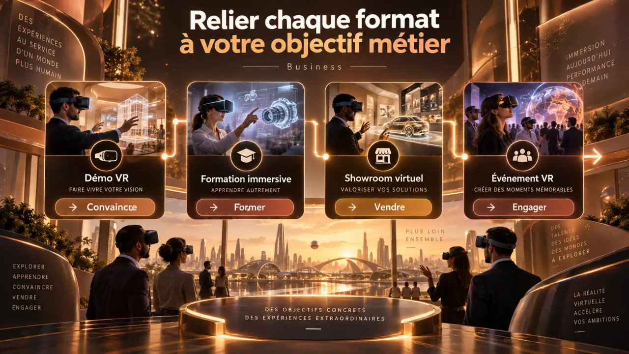 Entreprise de réalité virtuelle : relier chaque format à votre objectif métier