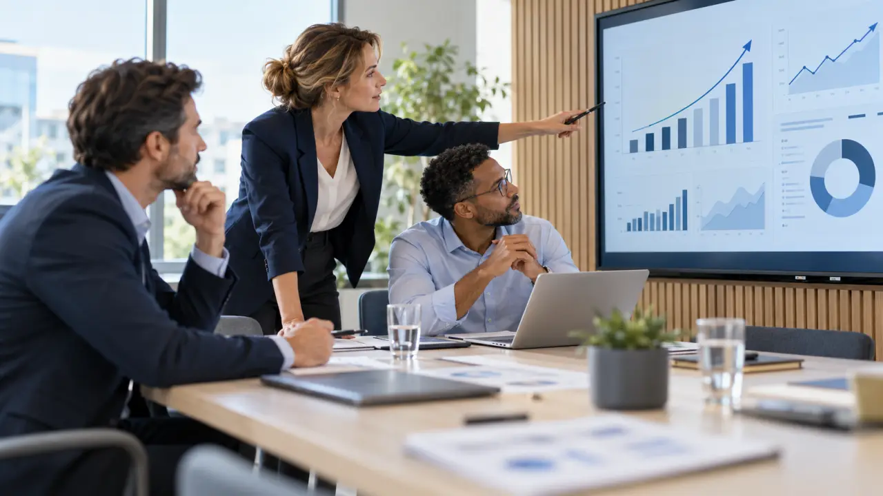 Équipe dirigeante analysant les indicateurs de marge d'une PME