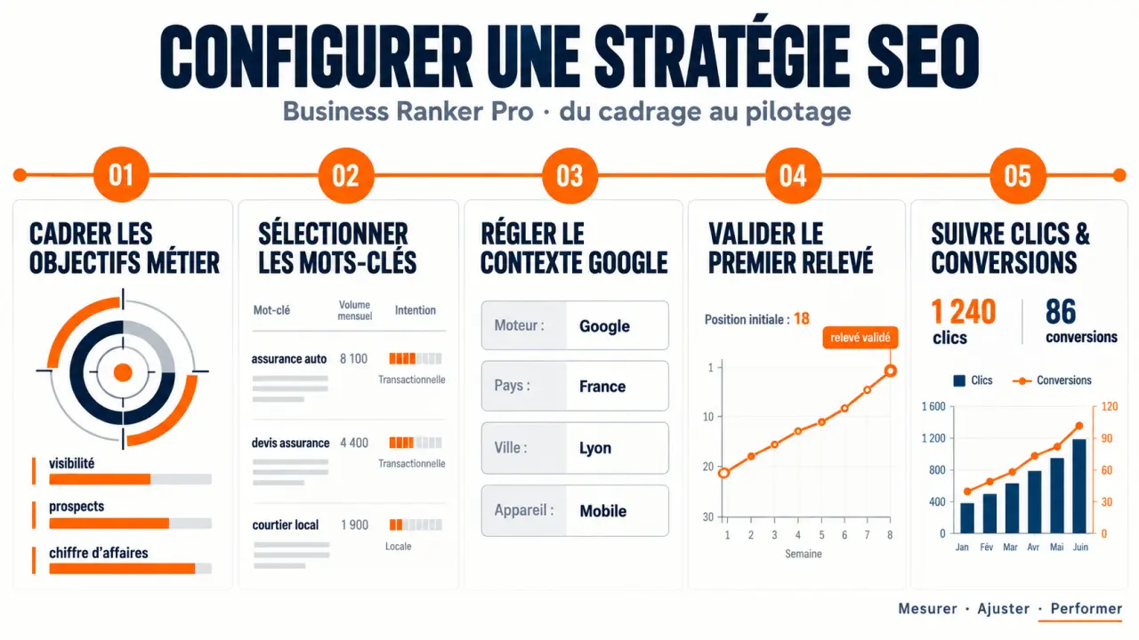 Configuration d’une stratégie SEO Business Ranker Pro en cinq étapes