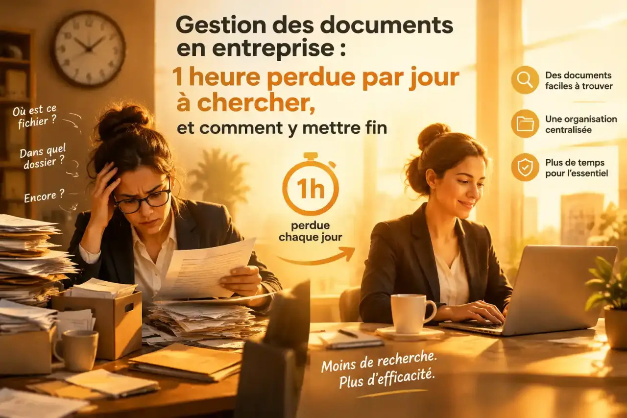 Gestion des documents en entreprise : 1 heure perdue par jour à chercher, et comment y mettre fin