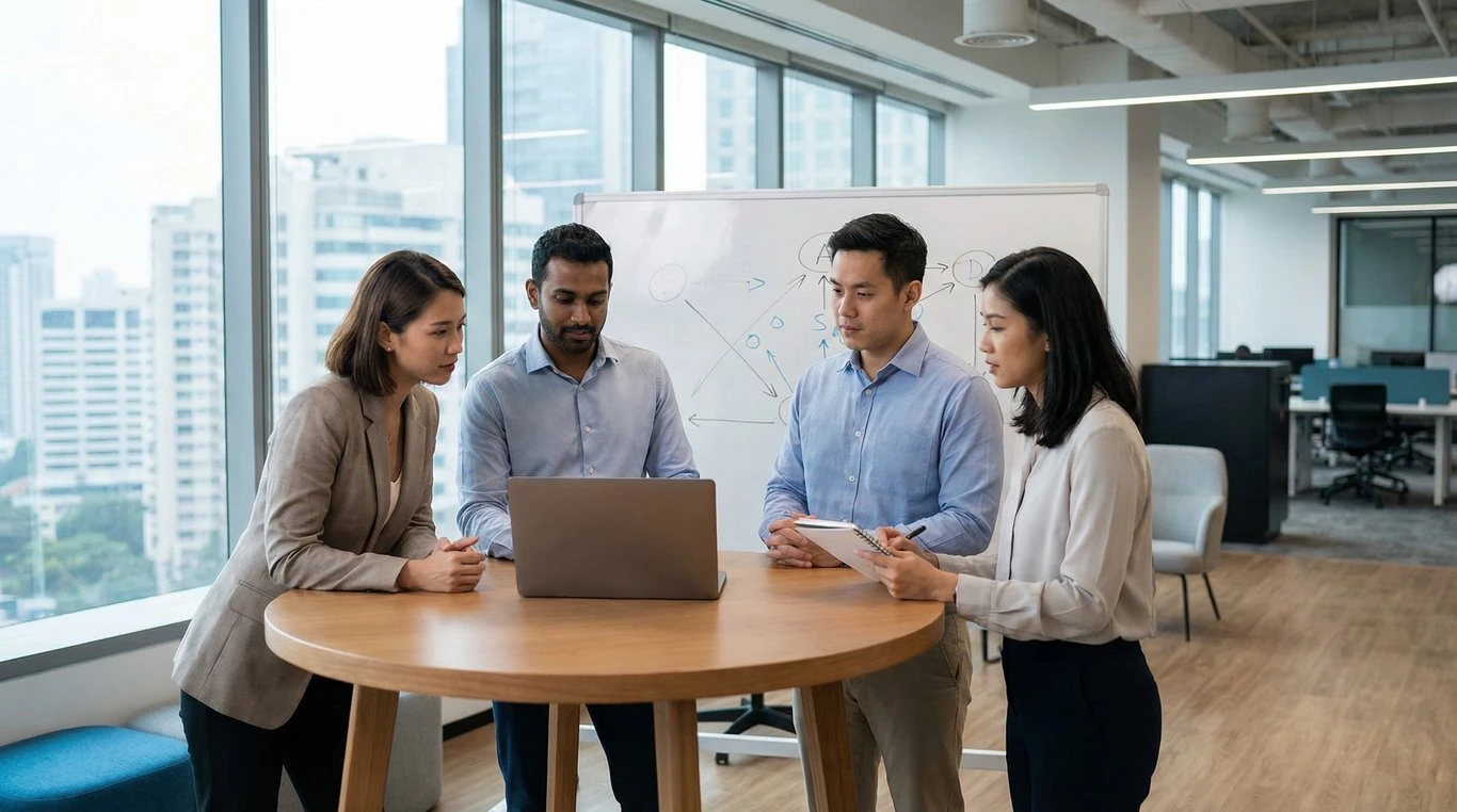 Équipe de consultants Corporate Hub en réunion