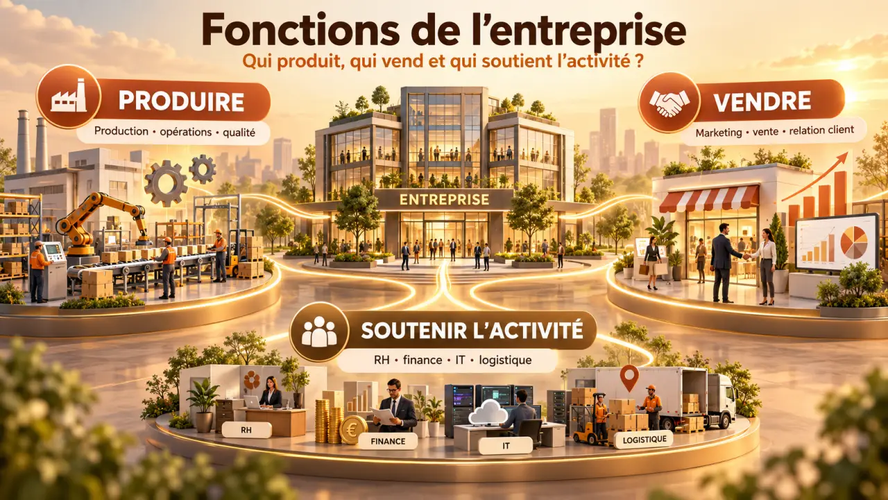Fonctions de l’entreprise : qui produit, qui vend et qui soutient l’activité ?
